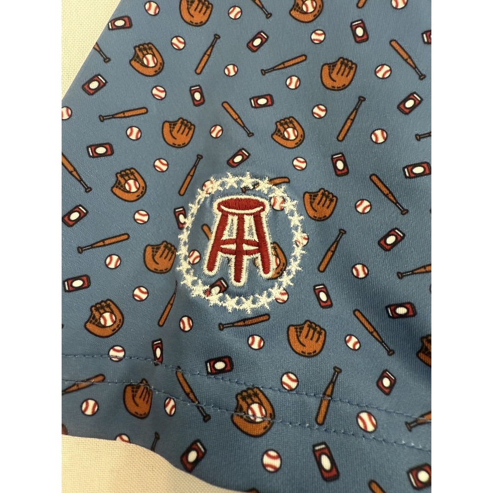 Barstool Sports Polo Shirt Mens XL Blue Baseball Performance Stretch - Picture 7 of 9